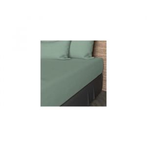 Soleil d'Ocre Drap housse en coton 57 fils 180x200 cm UNI vert d'eau, par