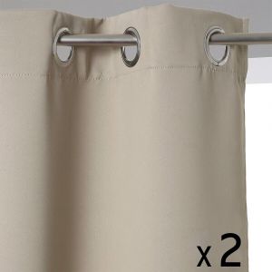 Atmosphera Lot de 2 Rideaux à œillets Occultant Beige Lin 140 x 260 cm