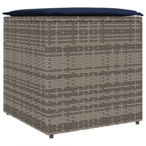 Image de VidaXL Coffre de rangement Gris et bleu marine Coussins en rat&aacute;n et en tissu