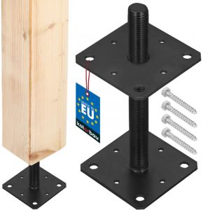 Pied de poteau &agrave; visser r&eacute;glable en acier KOTARBAU pour tonnelles et abris, filetage M24, anthracite, 110 x 252 mm