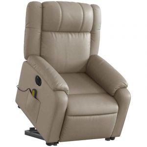 Image de VidaXL Fauteuil Inclinable de Massage Électrique, Chaise de Relaxation avec Dossier et Repose-pied Réglables, Siège de Salon, Moderne, Cappuccino Similicuir 3205177