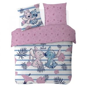 Housse de couette - DISNEY - Angel & Stitch - 200x200 cm - 100% Coton - Réversible - Rose