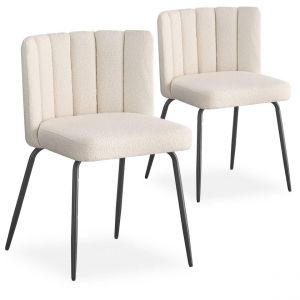 Lot de 2 chaises design Sabine Tissu Bouclette Créme