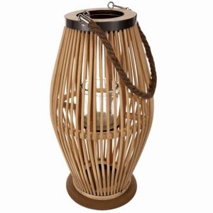 Image de Photophore en rotin avec Chandelier et bougeoir pour Balcon, Jardin en Bois Naturel et Bambou 24282