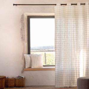 Rideau 100% coton &agrave; carreaux beige LOURMARIN Beige 140x260 cm