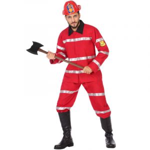 Atosa 57036 -57036-Costume-Déguisement Pompier Adulte, Homme, 57036, Rouge, XL