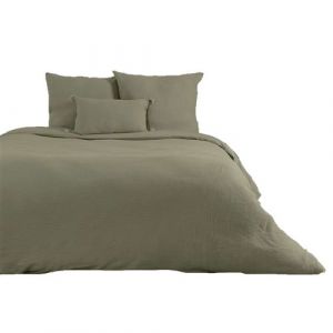 C&ocirc;t&eacute; d&eacute;co - Parure de lit - Double gaze de coton - 240 x 260 cm - Kaki