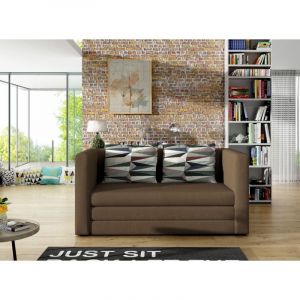 Loungitude Canapé convertible 2 places TALIA en tissu - Marron