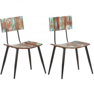VidaXL Chaises de salle &agrave; manger 2 pcs Bois de r&eacute;cup&eacute;ration solide