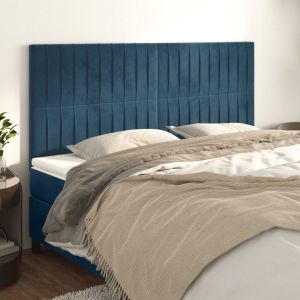 VidaXL Têtes de lit 4 pcs Bleu foncé 90x5x78/88 cm Velours - Bleu foncé