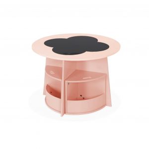 Table avec ardoise et 4 chaises avec rangement pour enfant - Rose