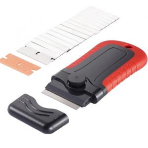 Grattoir à Lames de Rasoir-VEVOR-15 Lames Supplémentaires-lames en Acier au Carbone et POM-pour Peinture des Vitres
