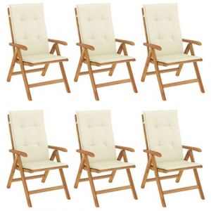 VidaXL Chaises De Jardin Inclinables Et Coussins Lot De 6 Bois Teck