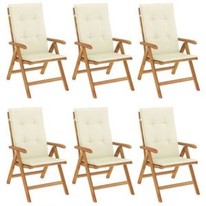 VidaXL Chaises De Jardin Inclinables Et Coussins Lot De 6 Bois Teck