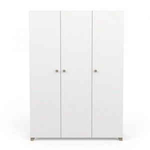 Armoire penderie + lingère 3 portes battantes Blanc/Chêne clair - zily - l 134.5 x l 52 x h 185.5 cm