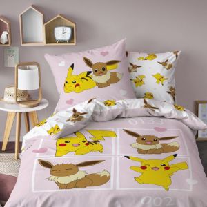 Parure de lit imprimée 100% coton POKEMON EVOLI
