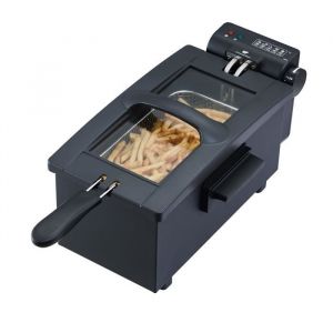 Continental Edison Friteuse - CEFR3BLK - 3 L - 2000 W - 1 panier - Noir