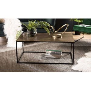 Macabane Table Basse Rectangulaire "Trax" 98cm Noir & Or