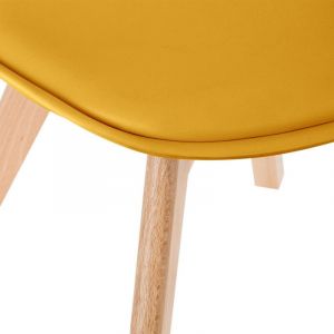Atmosphera Chaise scandinave Baya - Safran - Bois et plastique - Pour salon - Jaune