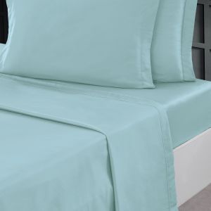 Sensei Maison - Drap Plat en Percale de Coton Soft Percale - 240x300 cm - Bleu Arctic