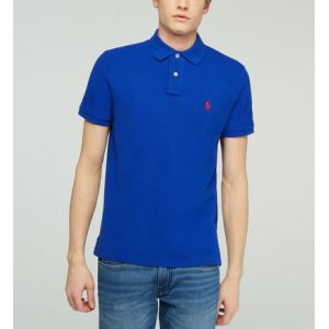 Ralph Lauren Polo ajust&eacute; uni en coton Bleu Polo - Couleur Bleu - Taille XL