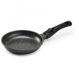 Pradel Excellence - PCUI001001 - Poêle en Fonte d'Aluminium Premium Ø20cm - Revêtement Anti-Adhésif Façon Pierre - Manche Amovible - Tout Feu, Induction, Four, Noir