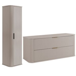 Rodan Ensemble de meubles de salle de bains - 120,4 cm - 2 pi&egrave;ces - Beige - Fa&ccedil;ades MDF de haute qualit&eacute; - Meubles de salle de bains - Armoire haute