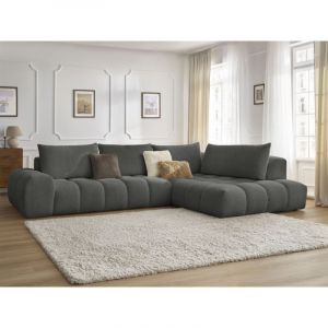 Bobochic Canapé d'angle fixe Canapé d'angle fixe everest tissu chiné Angle droit Gris foncé - Gris foncé
