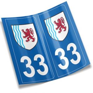 2 autocollants stickers plaque immatriculation voiture départements France