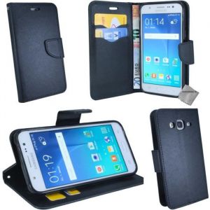 Htdmobiles Housse etui portefeuille silicone gel pour Samsung Galaxy J5 (2016) + film ecran - NOIR - NOIR