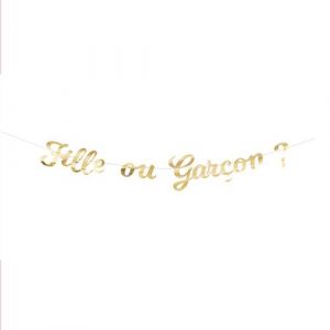 GUIRLANDE LETTRES FILLE OU GAR&Ccedil;ON GENDER REVEAL OR Or