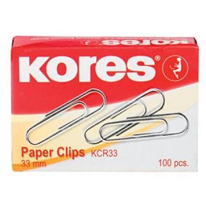 Kores B-BK43011 - Bo&icirc;te de 100 trombones aci&eacute;r&eacute;s, ronds, long. 33 mm