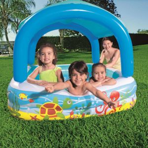 Image de Bestway Piscine avec auvent 140 x 140 x 114 cm Bleu 52192