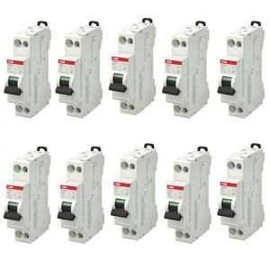 Abb Lot de 10 disjoncteurs Ph+N raccordement Vis 20A-4,5Ka - Courbe C