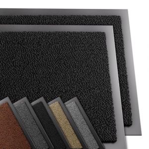Vounot Lot de 2 Tapis de Porte Paillasson d'Entree Interieur et Extérieur Tapis Antidérapant et Anti-Poussière Tapis d’entrée Imperméable Lavable 60x90cm Noir