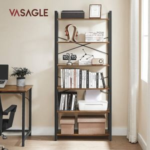 Songmics VASAGLE Biblioth&egrave;que, &Eacute;tag&egrave;re, Style Industriel, 80 x 30 x 186 cm, Marron Rustique LLS082B01