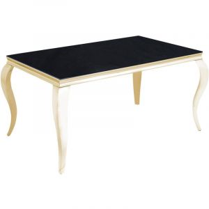 Table à manger baroque 6 à 8 personnes Gold verre Noir 180X90cm