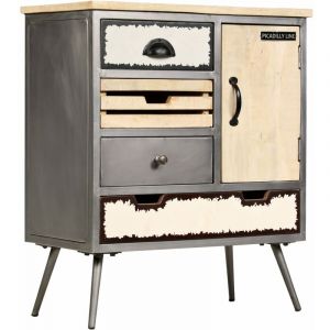 VidaXL Buffet Bois de manguier massif et acier 65 x 33 x 76 cm