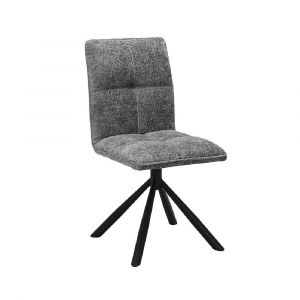 Chaise de salle à manger pivotante DANIEL – Tissu coloris gris – Pieds en métal noir – Style design/industriel
