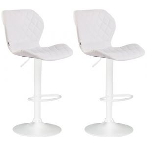 CLP Lot de 2 Tabourets de bar Cork en similicuir blanc Blanc