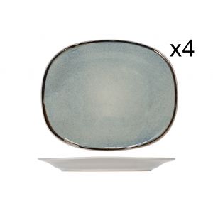 Image de Cosy & Trendy 4 Assiettes plates ovales Fez bleues - 31x24 cm