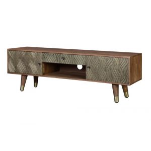 Decoration D ’ Autrefois - Meuble tv en manguier et bronze marron