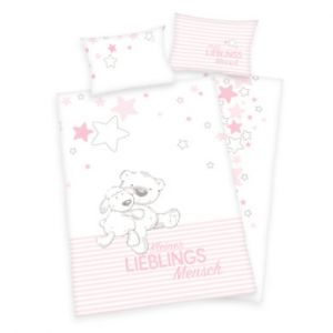 Image de Herding Babybest Parure de lit enfant ours et mouton GOTS rose 100x135 cm