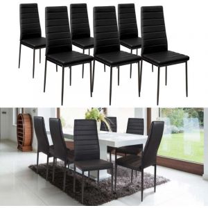 Idmarket Lot de 6 chaises ROMANE noires pour salle &agrave; manger