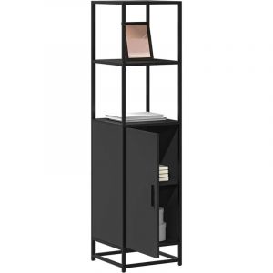 VidaXL Buffet haut noir 35,5x35x139 cm bois d'ingénierie et métal