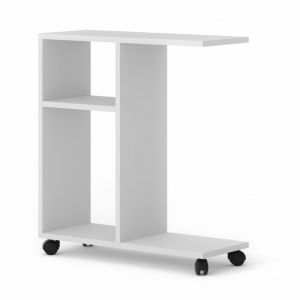 Image de AC-Déco Table basse TRASCO 1 organiseur à roulettes 60 cm blanc mat