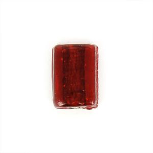Perle plate rectangulaire en verre - Rouge - 11 x 15 mm