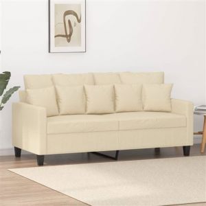VidaXL Canapé à 2 Places, Causeuse avec Oreillers, Siège avec Accoudoirs et Dossier Rembourrés, Meuble de Salle de Séjour, Moderne, Crème Velours