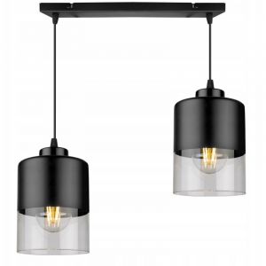 Light-Home Abat Jour Suspension Luminaire Lustre Industriel Roma - Moderne Lustre pour Chambre - en Metal et Verre-&Agrave; 2 Lumi&egrave;res