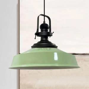 Suspension Industrielle en Métal Menthe Peint à la Main – Lustre Vintage E27 Ø41 cm pour Salon, Chambre ou Salle à Manger